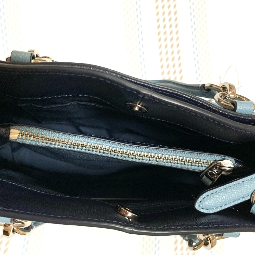 Coach Minetta Multi Compartment Floral Satchel/Crossbody Dusty Light Blue Bag - Picture 13 of 13